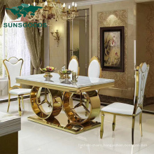 New Design Stainless Steel Hotel Banquet Wedding Dining Table with Marble Top